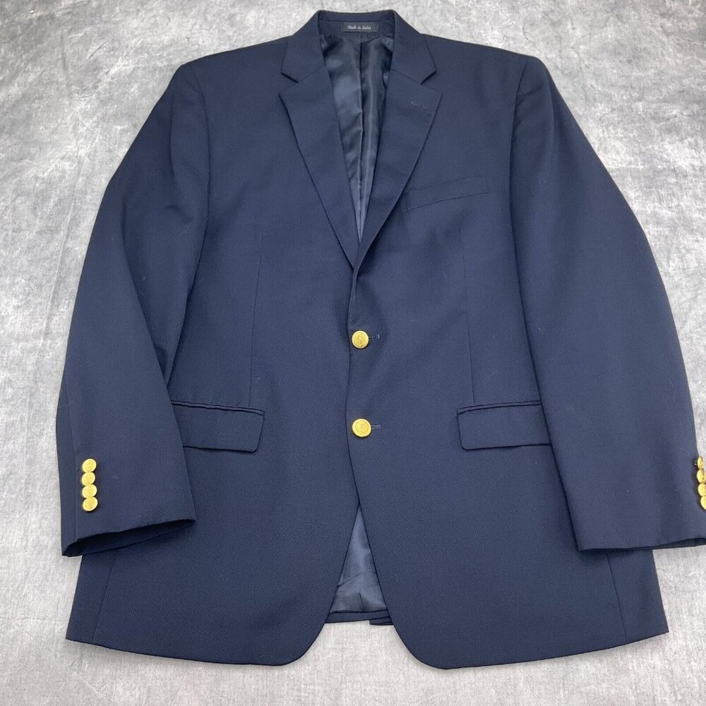 Chaps Blazer‎ Men 42 Blue Gold Logo Buttons Classic Sport Jacket Executive VTG